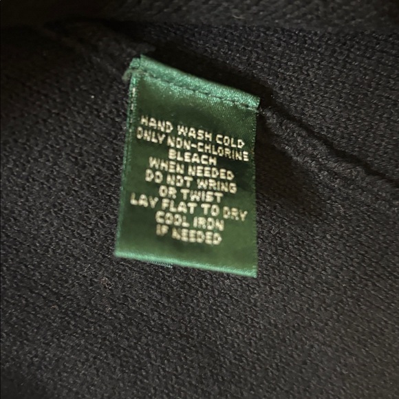 Vintage 90s Ralph Lauren black & cream schoolboy cardigan w/ silver monogram, XL - Picture 10 of 10